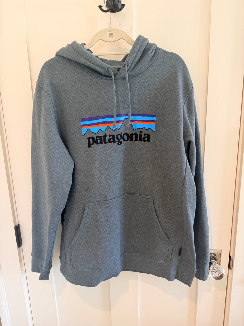 Patagonia Unisex Uprisal Logo Hoody Gray Blue Pullover Sweatshirt Size XL / L